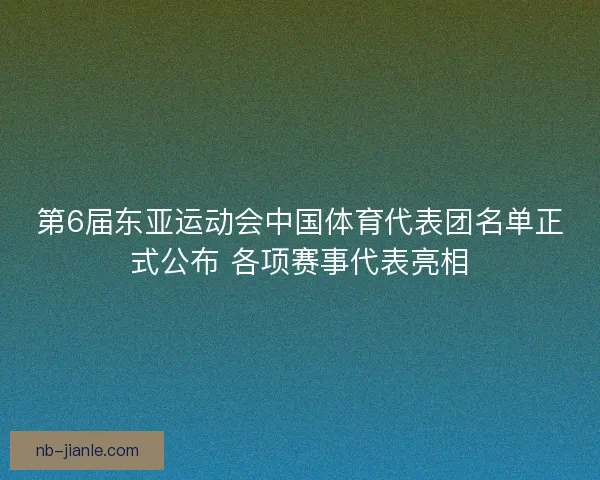 第6届东亚运动会中国体育代表团名单正式公布 各项赛事代表亮相