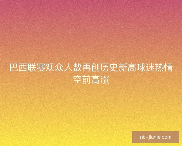 巴西联赛观众人数再创历史新高球迷热情空前高涨